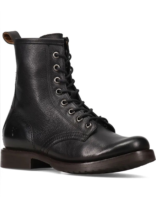 Frye Shoes - Frye 6.5 Black Lace-Up Leather Veronica flex Combat Boots